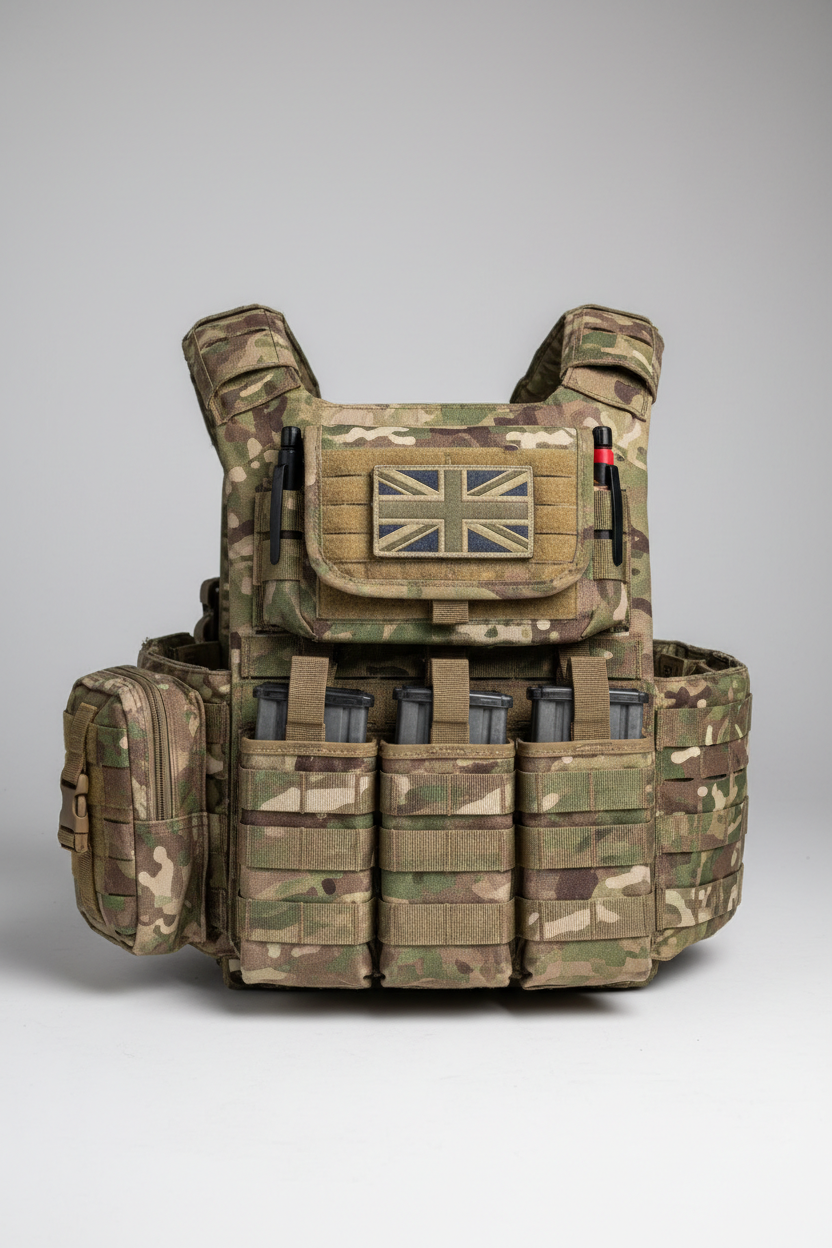A plate carrier showing a typical layout as an example of a MOLLE system